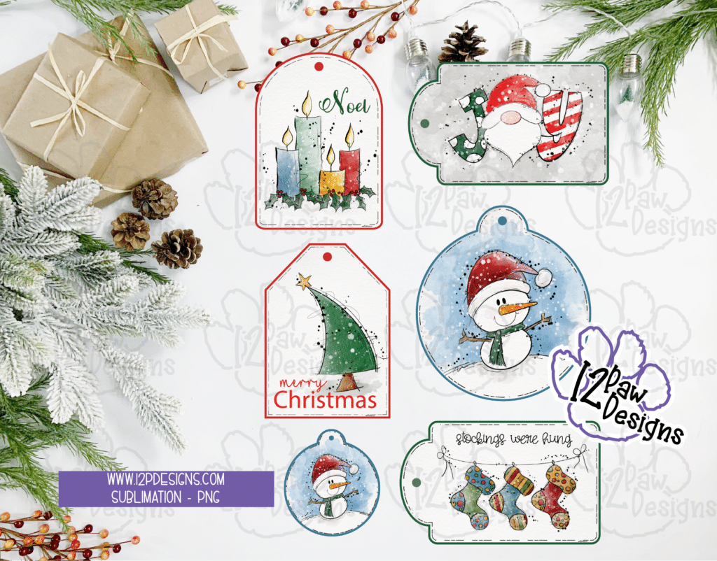 12PD Christmas Tags - Hand drawn-Mockup