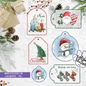 12PD Christmas Tags - Hand drawn-Mockup