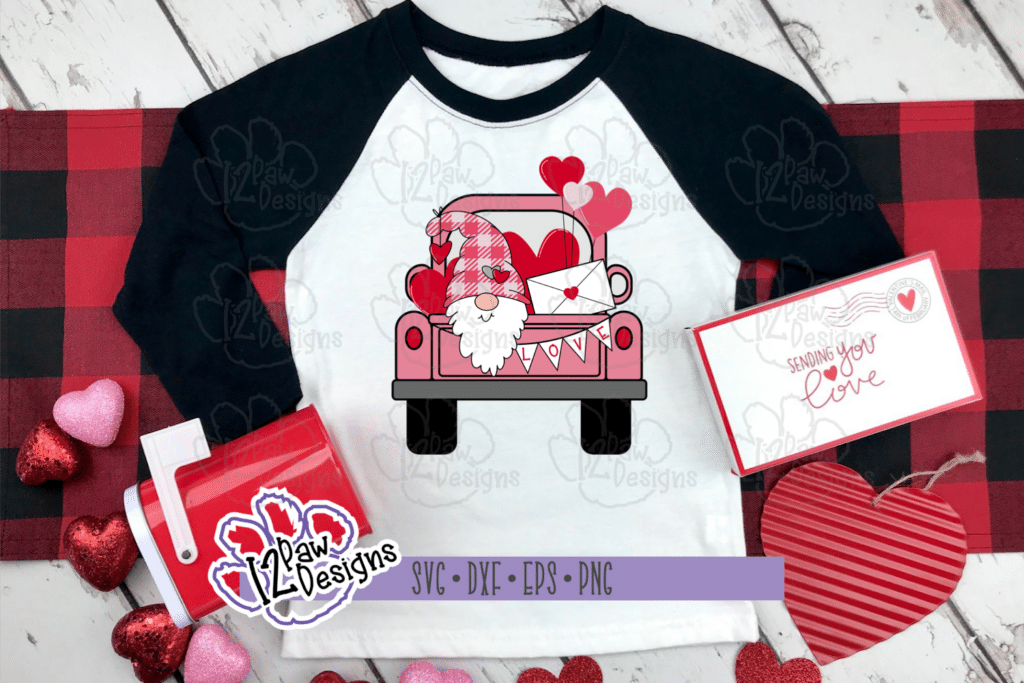 Valentine Gnome, Valentine Truck, Valentine Gnome Truck, Cricut, Silhouette, Sublimation, Svg/Dxf/Png/Eps, Digital Download, Cut File