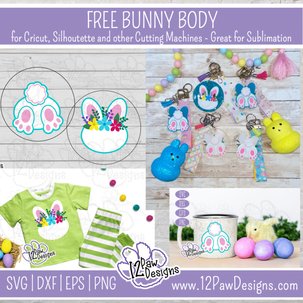 Bunny body Keychain Tray SVG- Bunny Tag Cut File - Cricut Silhouette - svg/dxf/png/eps - Digital Download