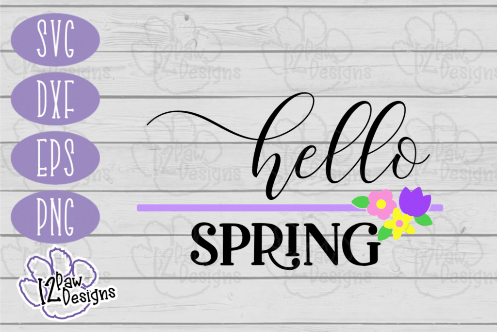 Hello Spring Round SVG - Hello Spring Round File - Cricut Silhouette - svg/dxf/png/eps - Digital Download