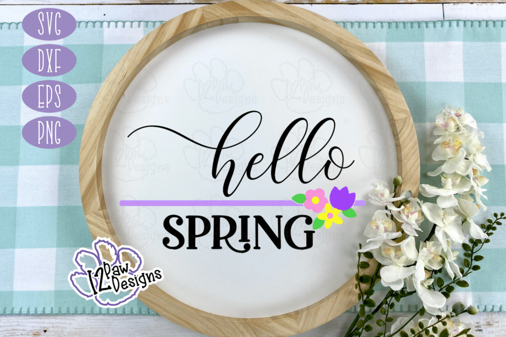 Hello Spring Round SVG - Hello Spring Round File - Cricut Silhouette - svg/dxf/png/eps - Digital Download