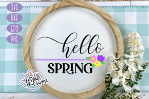 Hello Spring Round SVG - Hello Spring Round File - Cricut Silhouette - svg/dxf/png/eps - Digital Download