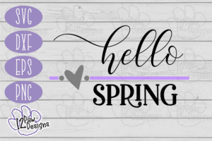 Hello Spring Round w/heart SVG - Hello Spring Round w/heart File - Cricut Silhouette - svg/dxf/png/eps - Digital Download