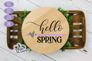 Hello Spring Round w/heart SVG - Hello Spring Round w/heart File - Cricut Silhouette - svg/dxf/png/eps - Digital Download