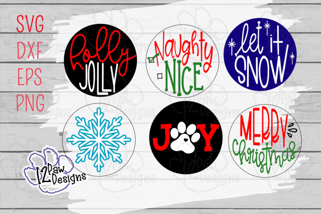 Christmas Ornaments, Wood Slice Ornaments, Christmas Decorations, Cricut Silhouette Glowforge, Svg/Dxf/Png/Eps/Sublimation, Digital Download, Cut File