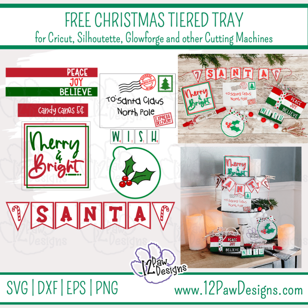 Christmas Tiered Tray, Tiered Tray, Christmas Svg, Cricut Silhouette Glowforge, Svg/Dxf/Png/Eps, Digital Download, Cut File