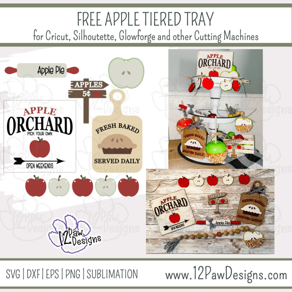 Apple Tiered Tray, Fall Tiered Tray, Apple Tray Svg, Cricut Silhouette Glowforge, Svg/Dxf/Png/Eps, Digital Download, Cut File