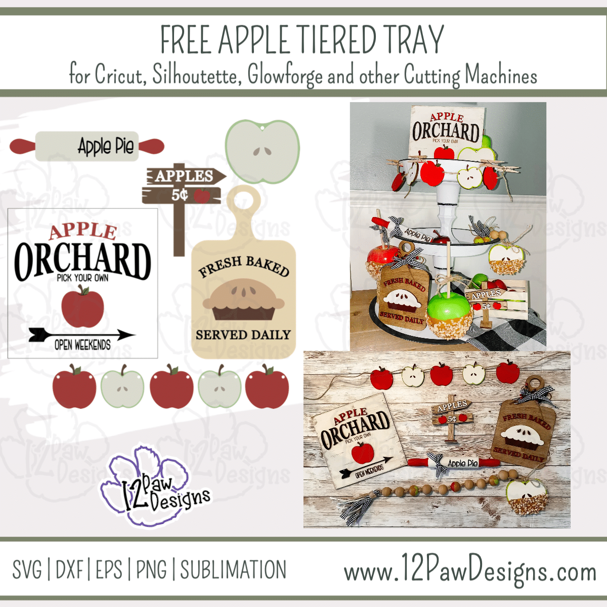 Beautiful Apple Tiered Tray