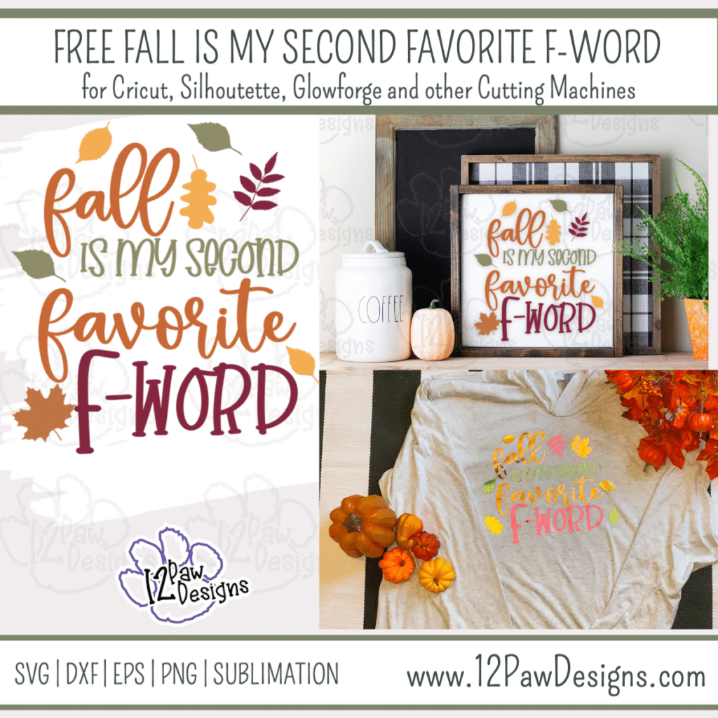 Fall Is My Second Favorite F Word, Fall, Fall Humor, Cricut Silhouette Glowforge, Svg/Dxf/Png/Eps, Digital Download, Cut File