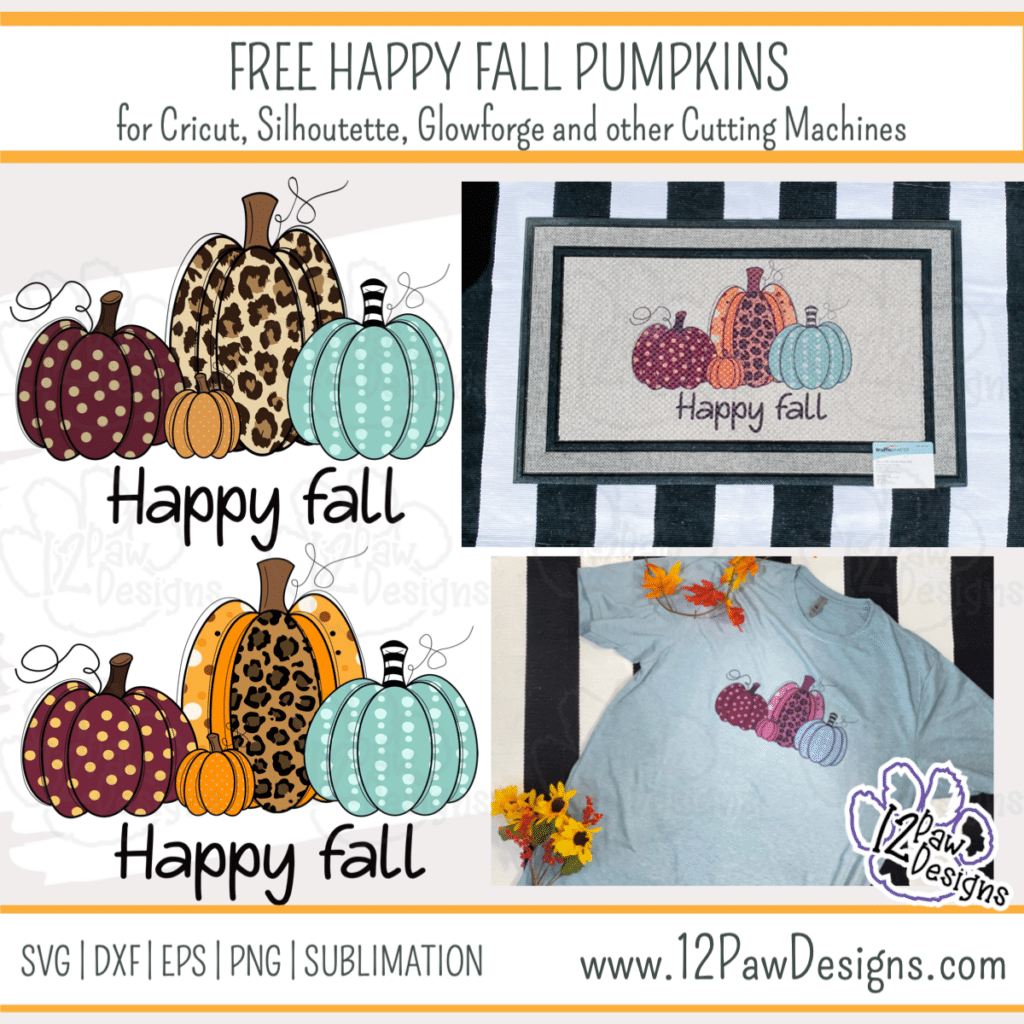 Happy Fall Pumpkins, Happy Fall, Fall Pumpkins, Cricut Silhouette Glowforge, Svg/Dxf/Png/Eps, Digital Download, Cut File