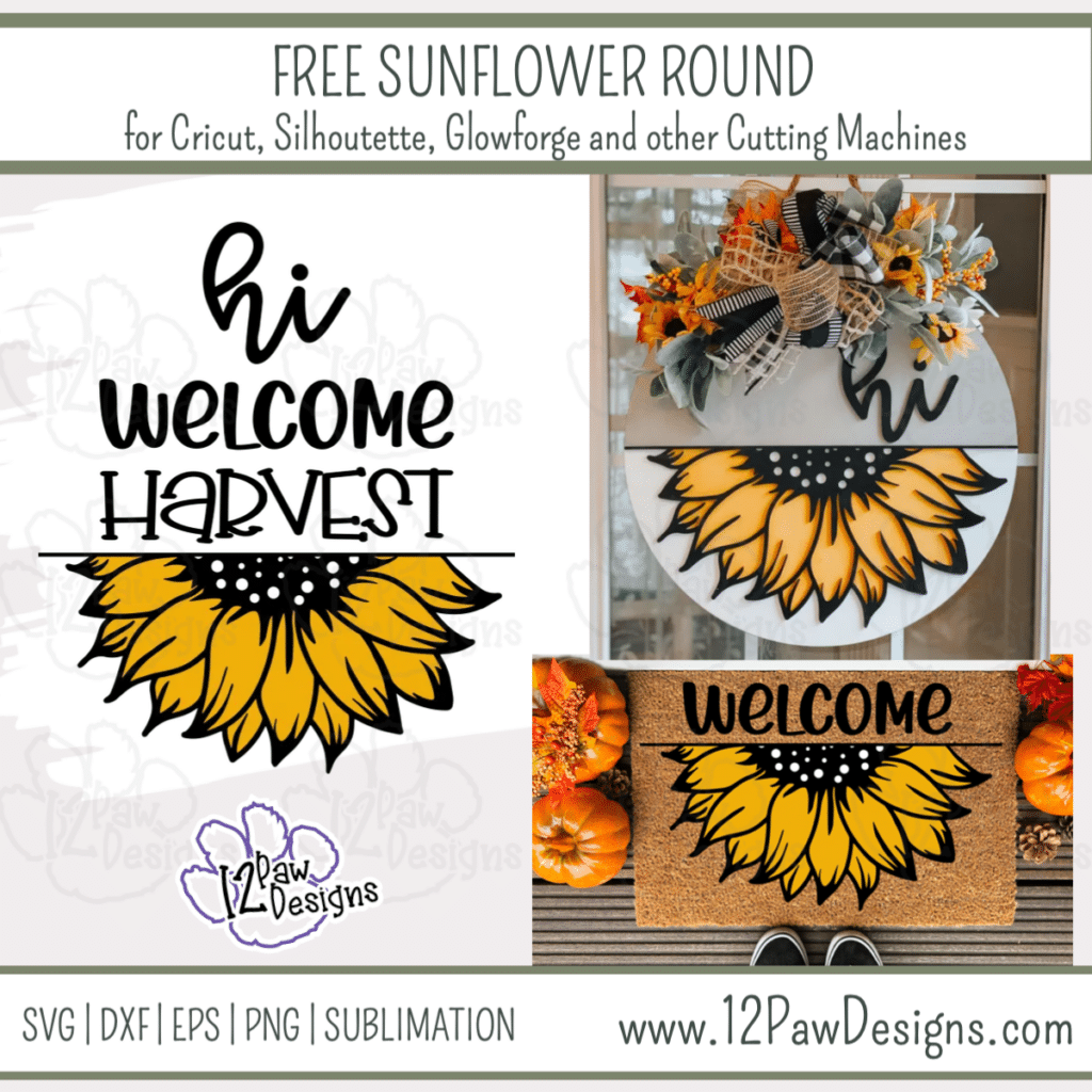 Sunflower Round, Sunflower, Sunflower Svg, Cricut Silhouette Glowforge, Svg/Dxf/Png/Eps, Digital Download, Cut File