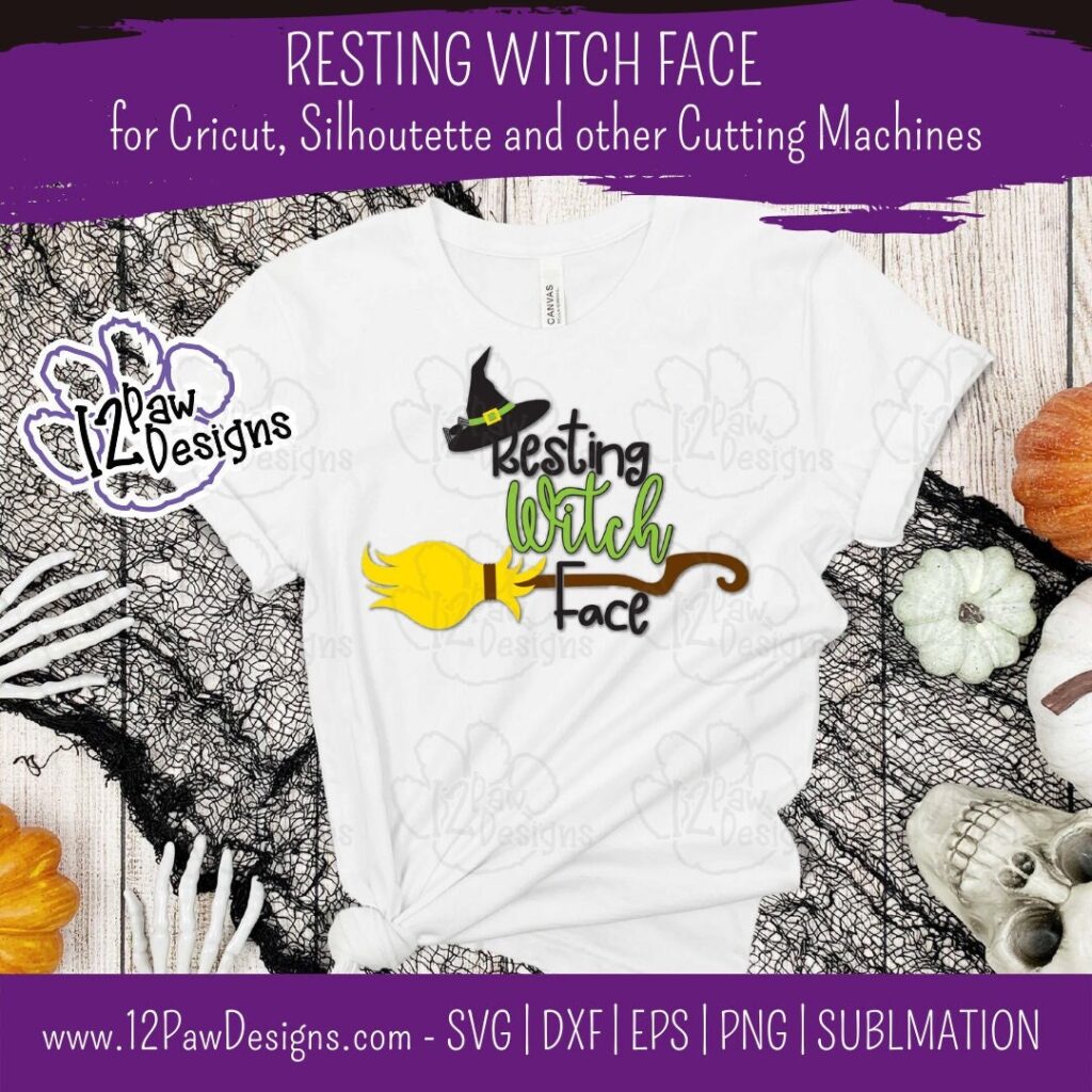 Resting Witch Face, Witch Face, Funny Halloween, Cricut Silhouette, Svg/Dxf/Png/Eps, Digital Download, Cut File