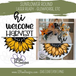 Laser Ready - Sunflower Round, Sunflower, Sunflower Svg, Laser Ready, Glowforge, Svg/Dxf/Png/PDF, Digital Download, Cut File