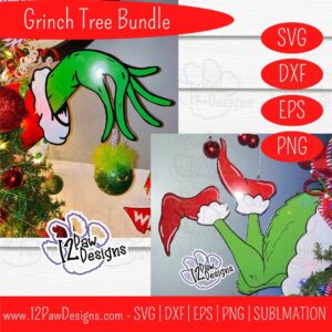 Grinch Tree Bundle, Grinch Hand, Grinch Ornament, Grinch Christmas, Cricut Silhouette, Svg/Dxf/Png/Eps, Digital Download, Cut File