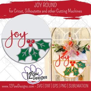 Joy Round, Joy Sign, Joy Christmas Sign, Cricut Silhouette, Svg/Dxf/Png/Eps, Digital Download, Cut File