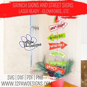 Laser Ready - Grinch Christmas, Grinch Sign, Grinch Street Sign, Glowforge, Svg/Dxf/Png/Eps, Digital Download, Cut File