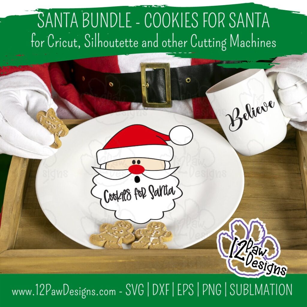 Cookies For Santa, Santa Believe, Santa Merry Christmas, Cricut Silhouette, Svg/Dxf/Png/Eps, Digital Download, Cut File