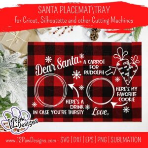Santa Placemat, Santa Tray, Santa Cookie Tray, Cricut Silhouette, Svg/Dxf/Png/Eps, Digital Download, Cut File