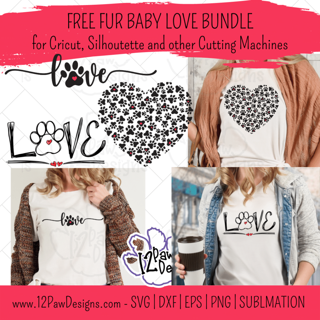 Love Paw, Heart Paws, Dog Love, Cat Love, Cricut, Silhouette, Sublimation, Svg/Dxf/Png/Eps, Digital Download, Cut File