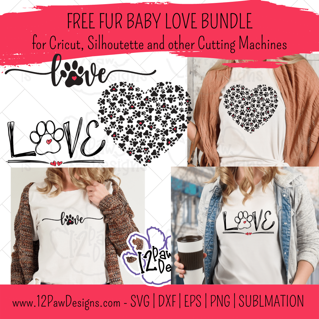 Love Paw, Heart Paws, Dog Love, Cat Love, Cricut, Silhouette, Sublimation, Svg/Dxf/Png/Eps, Digital Download, Cut File