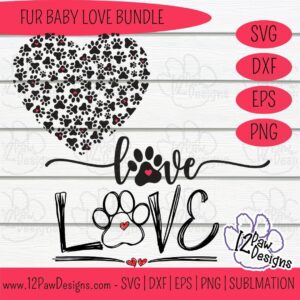 Love Paw, Paw Heart, Dog Love, Cat Love, Cricut, Silhouette, Sublimation, Svg/Dxf/Png/Eps, Digital Download, Cut File