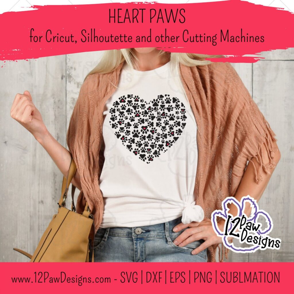 Love Paw, Paw Heart, Dog Love, Cat Love, Cricut, Silhouette, Sublimation, Svg/Dxf/Png/Eps, Digital Download, Cut File
