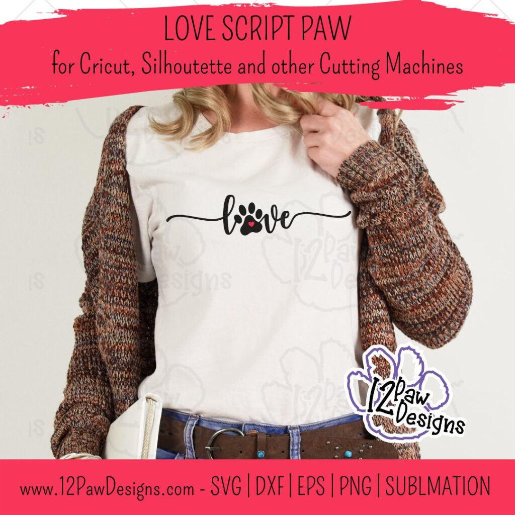 Love Paw, Paw Heart, Dog Love, Cat Love, Cricut, Silhouette, Sublimation, Svg/Dxf/Png/Eps, Digital Download, Cut File