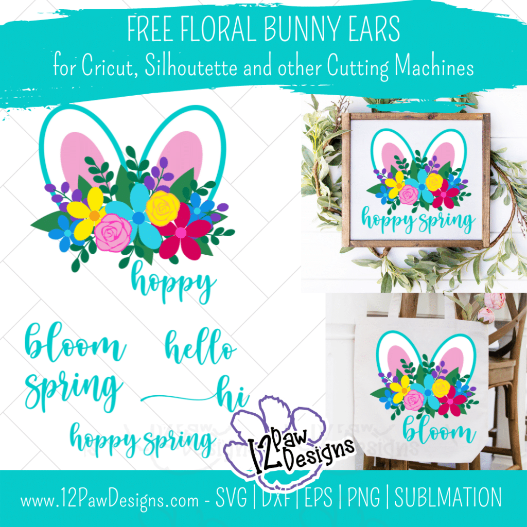 Floral Bunny, Floral Bunny Ears, Easter Bunny, Floral Rabbit, Cricut, Silhouette, Sublimation, Svg, Png, Digital Download, Cut File
