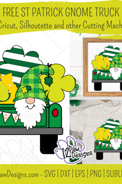 St Patrick Gnome Truck, Gnome Shamrock Truck, Lucky Clover, Cricut, Silhouette, Sublimation, Svg, Png, Digital Download, Cut File