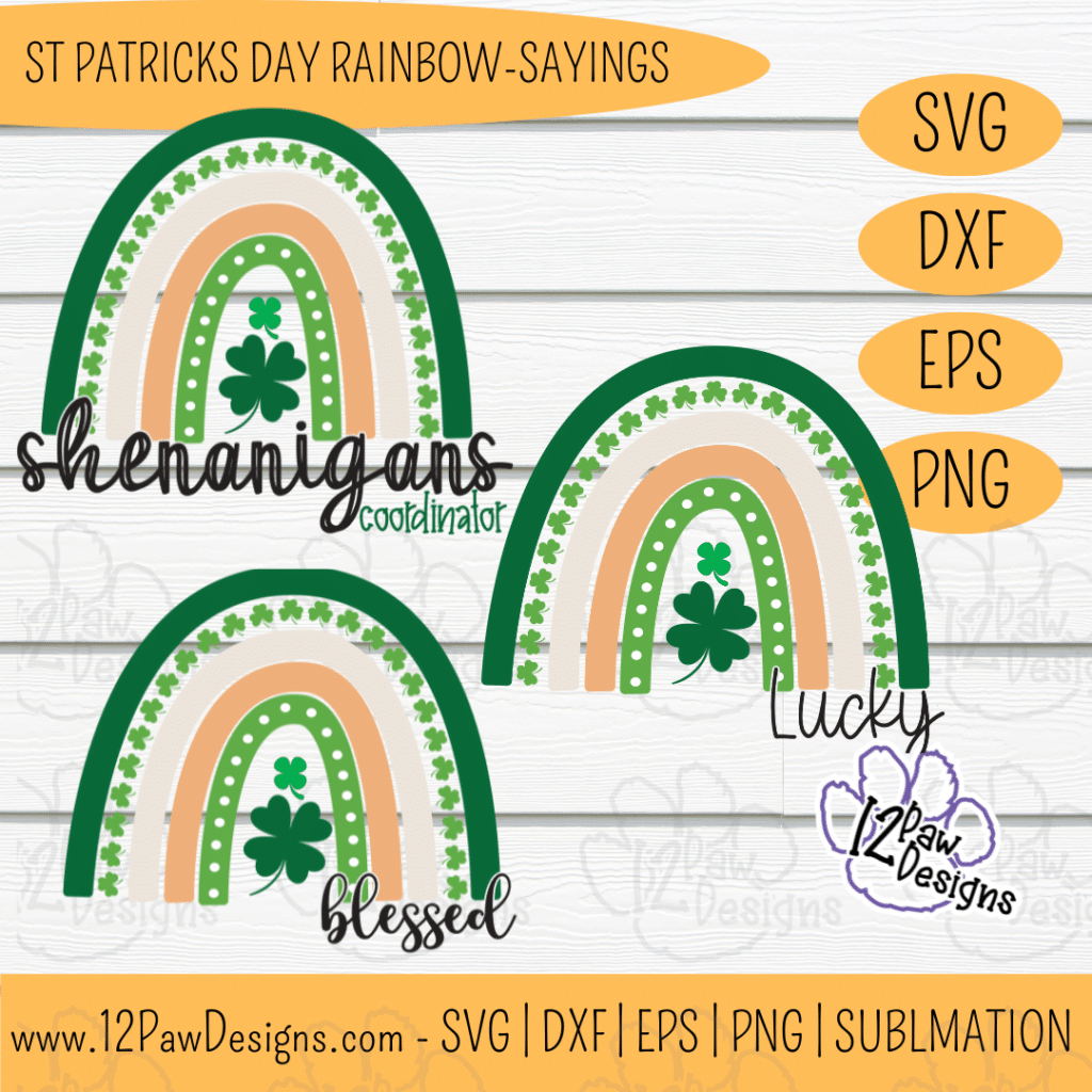 St Patrick'S Day Rainbow, Lucky Boho Rainbow, Shamrock Svg, Shenanigan Coordinator, Cricut, Silhouette, Sublimation, Svg, Png, Digital Download, Cut File