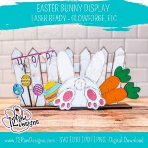 Easter Display, Easter Decor, Easter Bunny Shelf Sitter, Glowforge, Laser Ready, Svg/Dxf/Png/Pdf, Digital Download, Cut File
