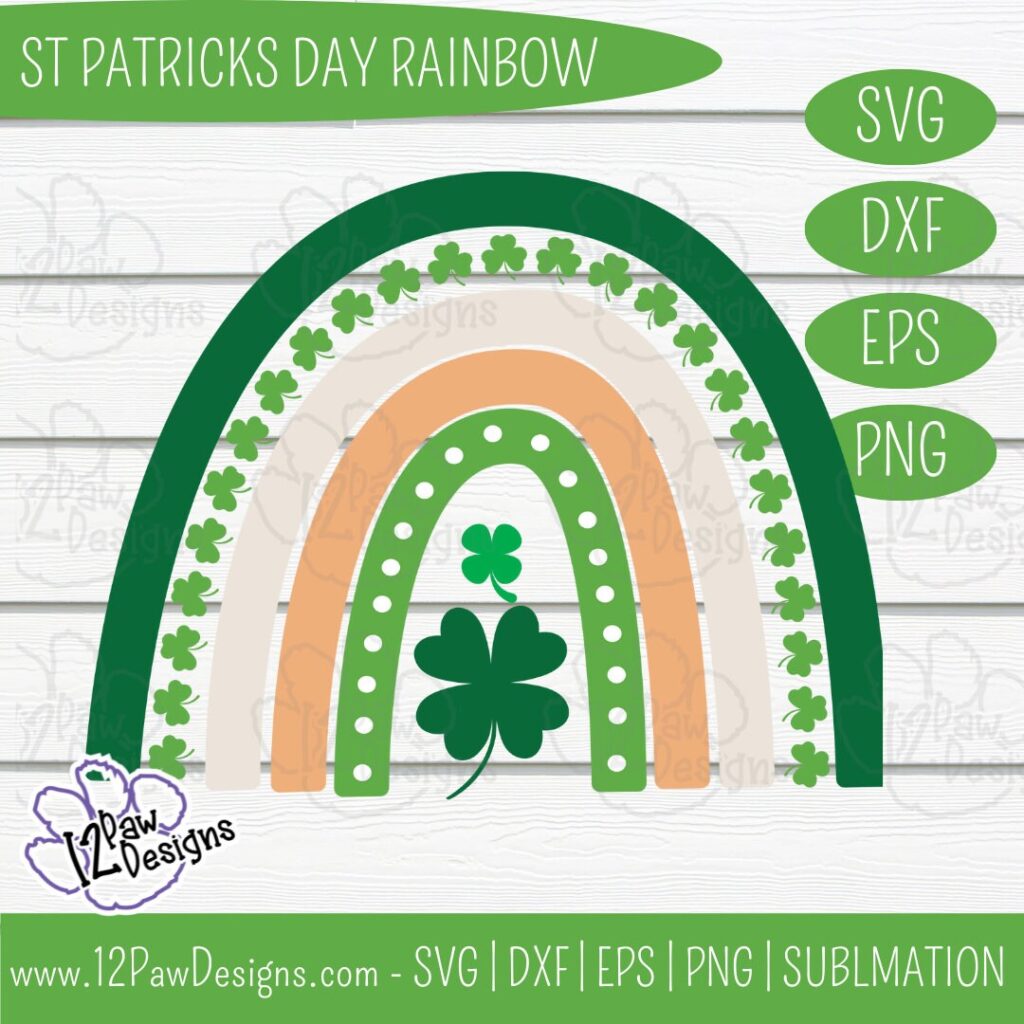 St Patrick'S Day Rainbow, Boho Rainbow, Shamrock Svg, Cricut, Silhouette, Sublimation, Svg, Png, Digital Download, Cut File