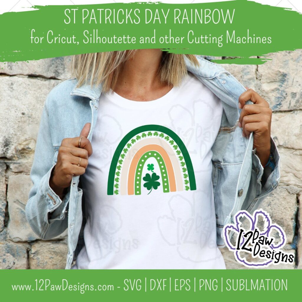 St Patrick'S Day Rainbow, Boho Rainbow, Shamrock Svg, Cricut, Silhouette, Sublimation, Svg, Png, Digital Download, Cut File
