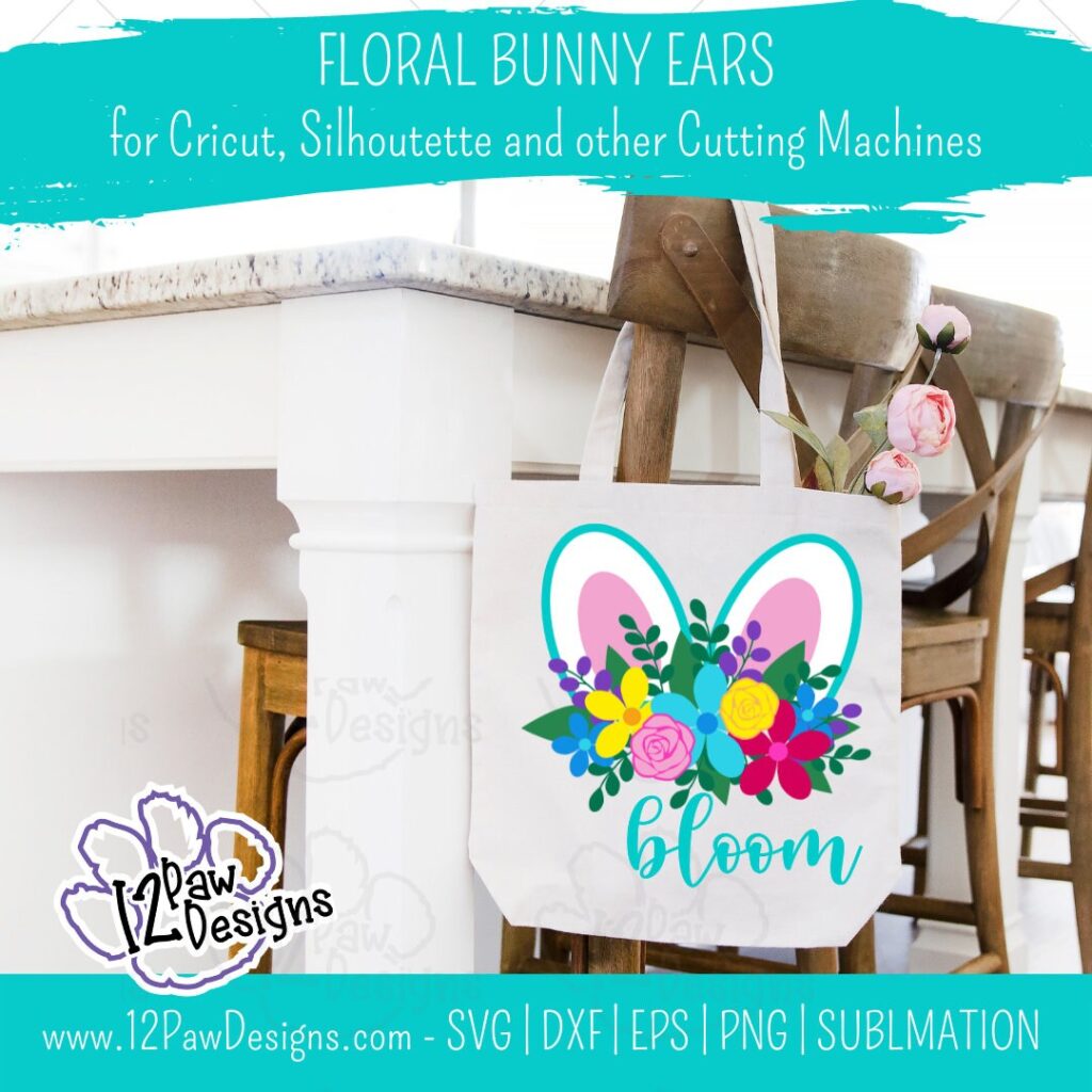 Floral Bunny, Floral Bunny Ears, Easter Bunny, Floral Rabbit, Cricut, Silhouette, Sublimation, Svg, Png, Digital Download, Cut File