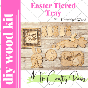 Diy Easter Tiered Tray, Easter Tiered Tray Diy, Easter Wood Kit, Diy Bunny, Unfinished Wood Blank, Diy Laser Cut Wood Kit