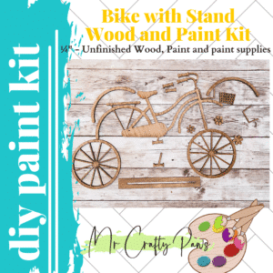 Paint Kit Bike and stand, Bike Decor, Wooden Bicycle and paint supplies, DIY Paint Kit, Paint Your Own