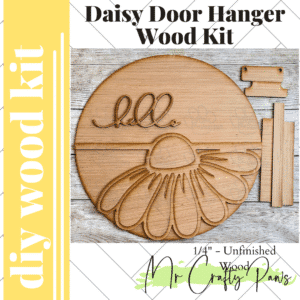 Diy Daisy Door Hanger, Door Sign Diy, Daisy Wood Kit, Diy Round, Unfinished Wood Blank, Diy Laser Cut Wood Kit