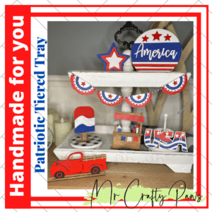 Handmade Patriotic Tiered Tray, American Tiered Tray, Hand Painted American Decor, 4Th Of July Decor, Hand-Painted Tiered Tray