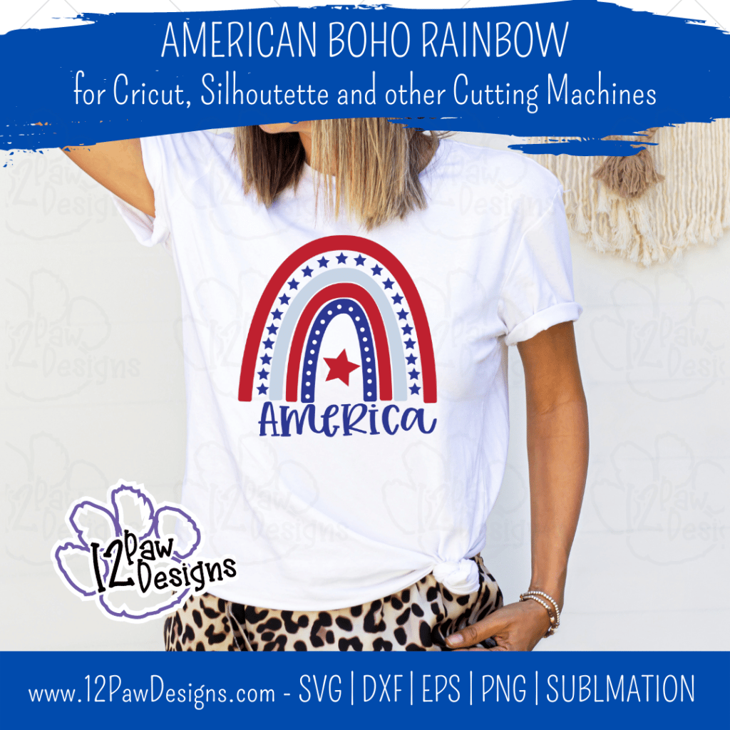 America Rainbow, America, Red White Blue Rainbow, Boho Rainbow, Cricut Silhouette, Svg/Dxf/Png/Eps/Sublimation, Digital Download, Cut File