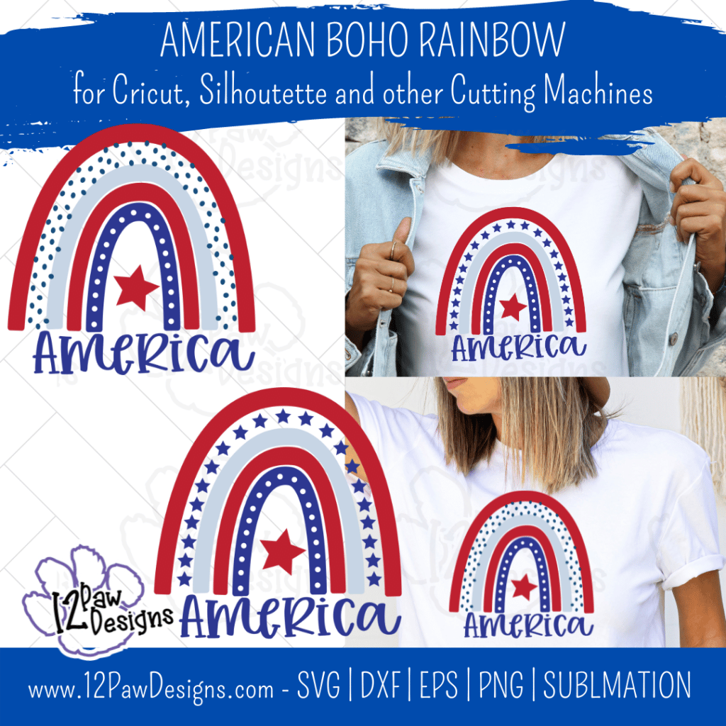 America Rainbow, America, Red White Blue Rainbow, Boho Rainbow, Cricut Silhouette, Svg/Dxf/Png/Eps/Sublimation, Digital Download, Cut File