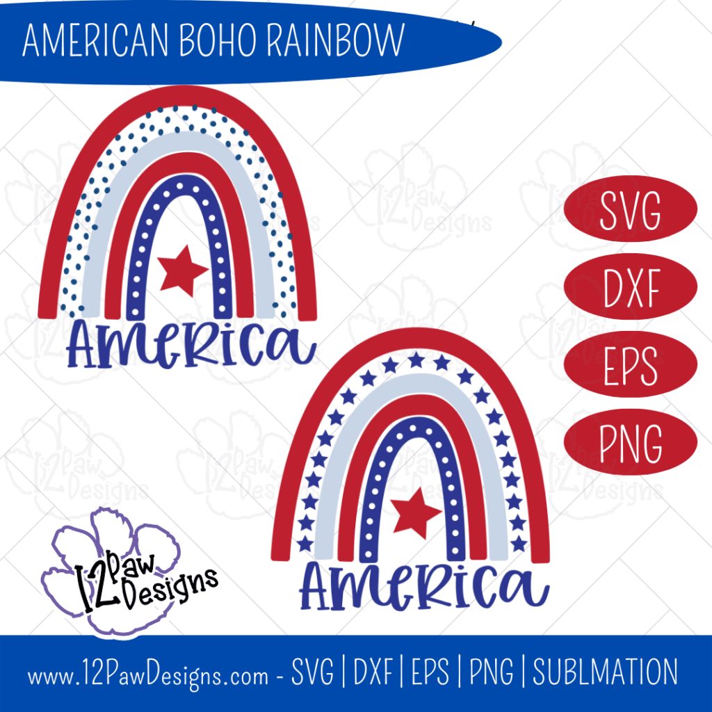American Rainbow, America, Red White Blue Rainbow, Boho Rainbow, Cricut Silhouette, Svg/Dxf/Png/Eps/Sublimation, Digital Download, Cut File