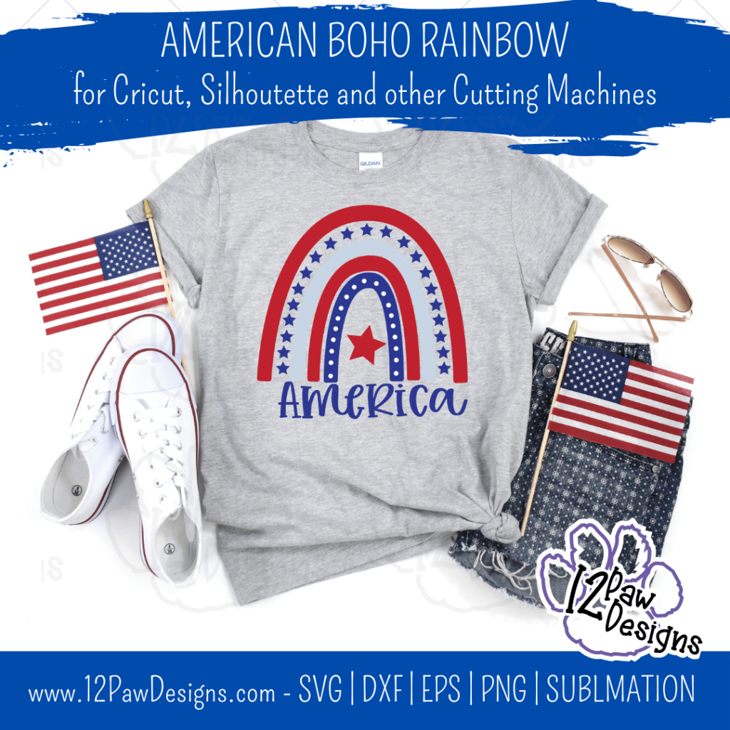 American Rainbow, America, Red White Blue Rainbow, Boho Rainbow, Cricut Silhouette, Svg/Dxf/Png/Eps/Sublimation, Digital Download, Cut File
