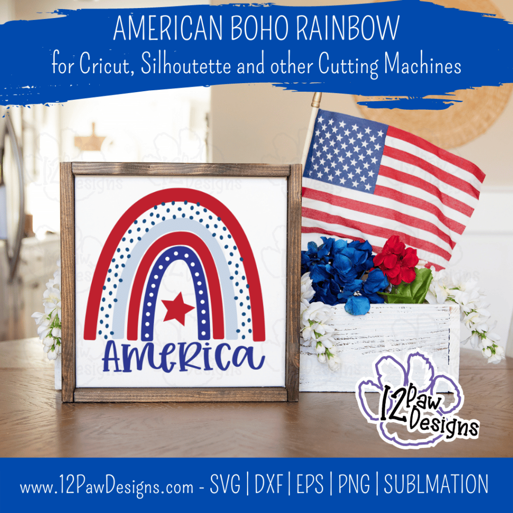 American Rainbow, America, Red White Blue Rainbow, Boho Rainbow, Cricut Silhouette, Svg/Dxf/Png/Eps/Sublimation, Digital Download, Cut File