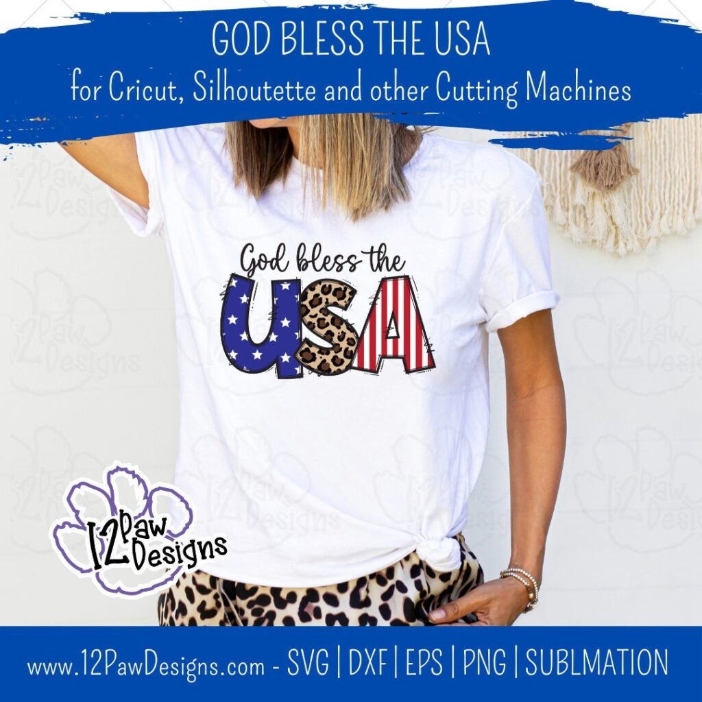 God Bless The Usa, America, 4Th Of July, Patriotic, Cricut, Silhouette, Sublimation, Svg, Png, Digital Download, Cut File
