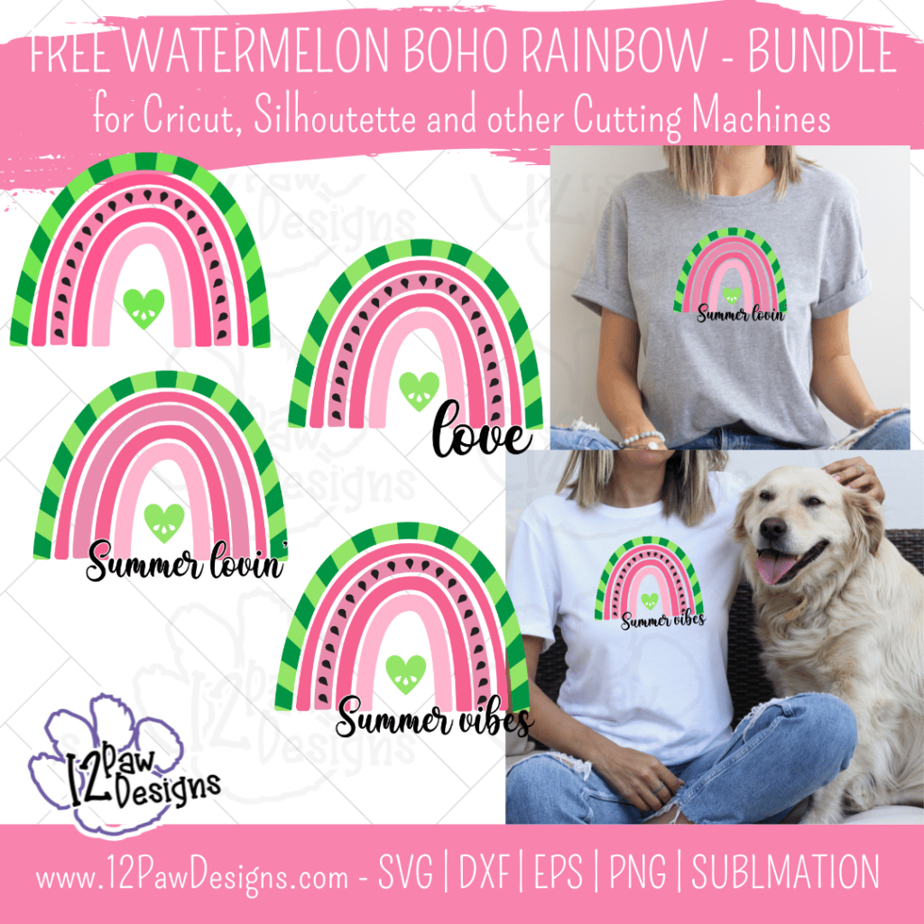 Watermelon Rainbow Bundle, Watermelon, Summer Vibes, Watermelon Boho Rainbow, Cricut Silhouette, Svg/Dxf/Png/Eps/Sublimation, Digital Download, Cut File