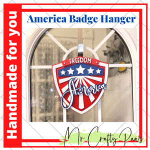Handmade America Badge Hanger, Patriotic Door Hanger, Summer door sign, USA, Freedom, July 4th, Hand Painted America Sign