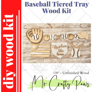 Diy Baseball Tiered Tray, Tiered Tray Decor, Baseball Tray, Baseball Tiered Tray, Unfinished Wood Blank, Diy Wood Kit