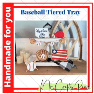 Handmade Baseball Tiered Tray, Baseball Tiered Tray, Hand Painted Baseball, Baseball Tray Decor, Hand-Painted Tiered Tray
