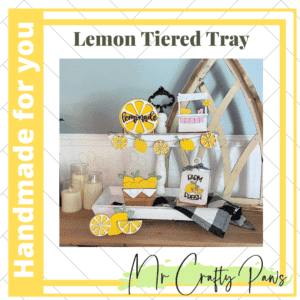 Handmade Lemon Tiered Tray, Lemon Tiered Tray, Hand Painted Lemons, Lemon Tray Decor, Hand-Painted Tiered Tray
